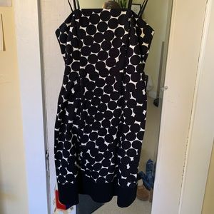 Nine West strapless dress, cotton polka dots. Size 6. Light stain near underarm